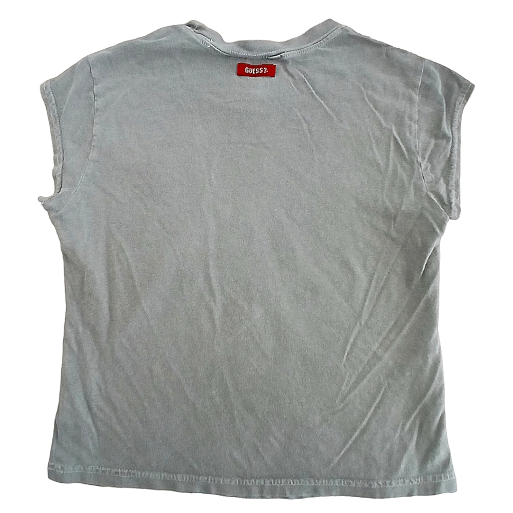 Vintage Guess Shrunken Pocket Tee Women's T-shirt Size Small Faded Olive Green - Picture 6 of 10